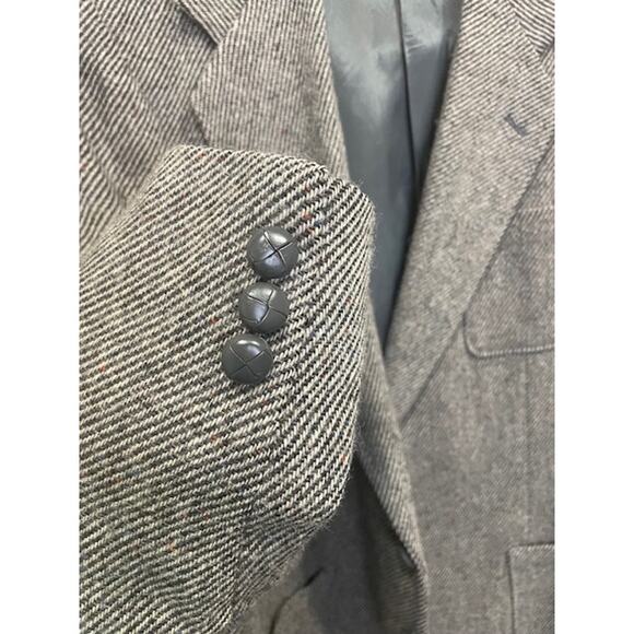 Vintage 100% Wool Gray Brown 40L Tweed Professional Blazer - Picture 11 of 12